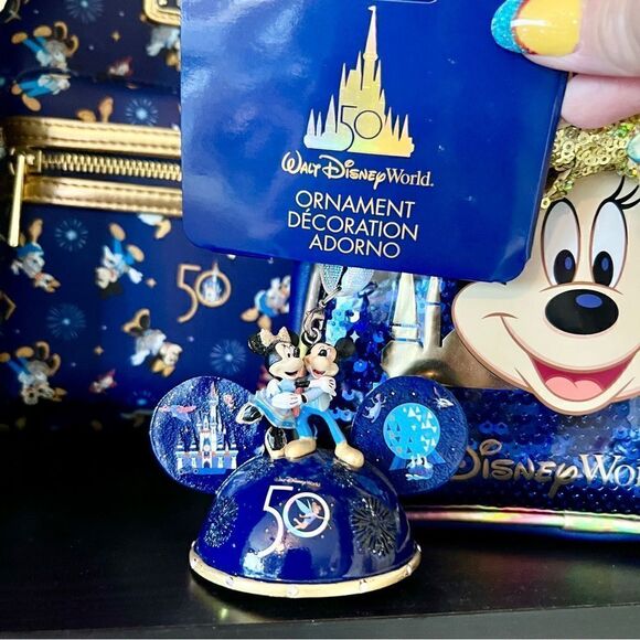 Mickey & Minnie Mouse Light-Up Ear Hat Ornament WDW 50th Anniversary New in Box - Picture 7 of 11